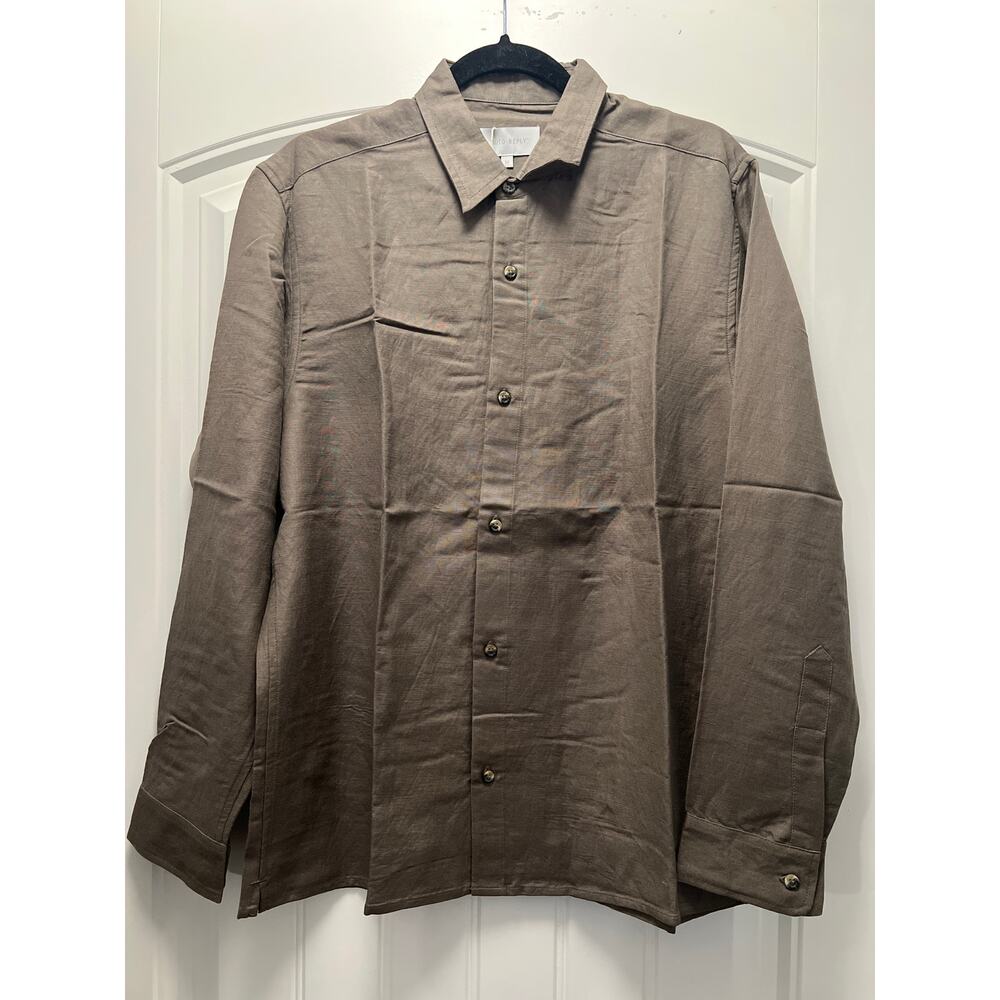 NWT Auto-Reply Men’s Long Sleeve Linen Modern Casual Button Shirt Size M Green